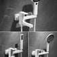 White Bath Faucet Trim Single Lever Handle Swivel Spout Wall-Mounted Handshower Tub Filler Clearhalo 'Bathroom Remodel & Bathroom Fixtures' 'Bathtub Faucets' 'bathtub_faucets' 'Home Improvement' 'home_improvement' 'home_improvement_bathtub_faucets' 1200x1200_763807d6-e157-481e-a021-0330f4b5f500