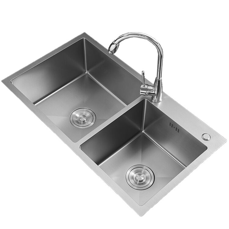 Modern Style Kitchen Sink Drop-In Stainless Steel Kitchen Double Sink Clearhalo 'Home Improvement' 'home_improvement' 'home_improvement_kitchen_sinks' 'Kitchen Remodel & Kitchen Fixtures' 'Kitchen Sinks & Faucet Components' 'Kitchen Sinks' 'kitchen_sinks' 1200x1200_766a0c7e-582d-4bc9-92f5-6231abcdaaae