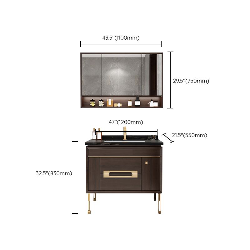 Freestanding Vanity Mirror Rectangle Single Sink Wood Frame Vanity Set with Drawers Clearhalo 'Bathroom Remodel & Bathroom Fixtures' 'Bathroom Vanities' 'bathroom_vanities' 'Home Improvement' 'home_improvement' 'home_improvement_bathroom_vanities' 1200x1200_767457cb-b9c4-46cf-b6d3-d3d68f1977b5