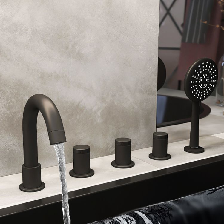 Modern Style Roman Tub Filler Deck-Mount High Arc Copper Roman Tub Filler Clearhalo 'Bathroom Remodel & Bathroom Fixtures' 'Bathtub Faucets' 'bathtub_faucets' 'Home Improvement' 'home_improvement' 'home_improvement_bathtub_faucets' 1200x1200_76790561-589f-4bf2-80bb-1f88e4013aa4