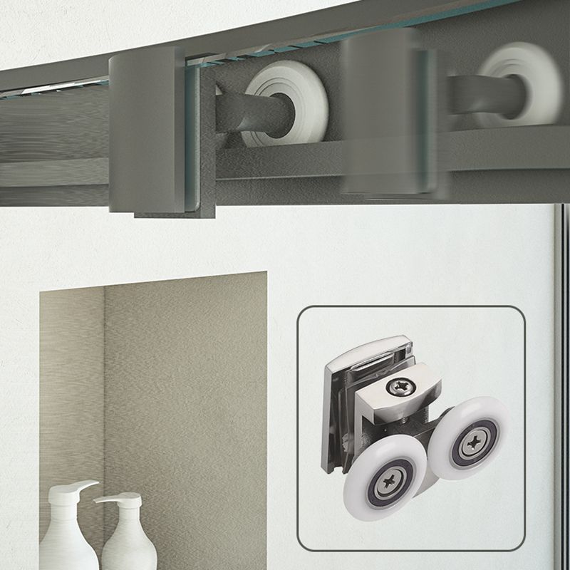 Modern Shower Stall Tempered Glass Rounded Double Sliding Clear Corner Shower Enclosure Clearhalo 'Bathroom Remodel & Bathroom Fixtures' 'Home Improvement' 'home_improvement' 'home_improvement_shower_stalls_enclosures' 'Shower Stalls & Enclosures' 'shower_stalls_enclosures' 'Showers & Bathtubs' 1200x1200_7682d4fe-130a-42a4-b14d-af07bc605344