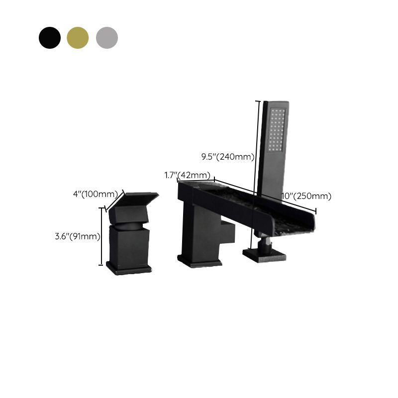 Deck Mounted Copper Roman Tub Faucet Low Arc Bathroom Tub Faucet Set Clearhalo 'Bathroom Remodel & Bathroom Fixtures' 'Bathtub Faucets' 'bathtub_faucets' 'Home Improvement' 'home_improvement' 'home_improvement_bathtub_faucets' 1200x1200_7683c4bf-715d-402a-9e1e-6b817094cac7