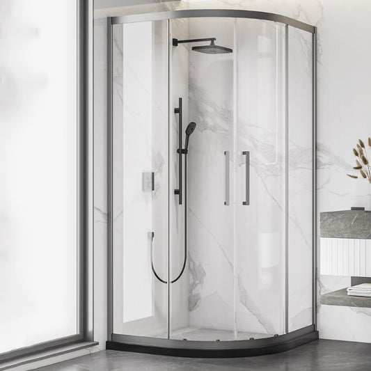 Full Frame Tempered Glass Shower Door Double Sliding Shower Door Clearhalo 'Bathroom Remodel & Bathroom Fixtures' 'Home Improvement' 'home_improvement' 'home_improvement_shower_tub_doors' 'Shower and Tub Doors' 'shower_tub_doors' 'Showers & Bathtubs' 1200x1200_7695035f-c256-43dd-bbd4-dbe329c2f241