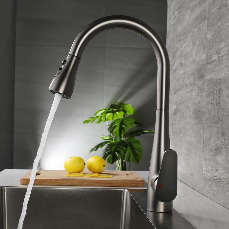 Pull down Kitchen Faucet Single Handle Faucet with Pull out Sprayer Clearhalo 'Home Improvement' 'home_improvement' 'home_improvement_kitchen_faucets' 'Kitchen Faucets' 'Kitchen Remodel & Kitchen Fixtures' 'Kitchen Sinks & Faucet Components' 'kitchen_faucets' 1200x1200_76b40a41-adb7-4bbc-a3df-b59eb0441225