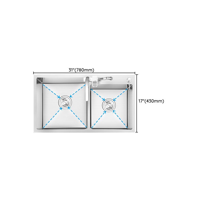 Dirt Resistant Kitchen Sink Soundproof Detail Kitchen Double Sink with Overflow Hole Clearhalo 'Home Improvement' 'home_improvement' 'home_improvement_kitchen_sinks' 'Kitchen Remodel & Kitchen Fixtures' 'Kitchen Sinks & Faucet Components' 'Kitchen Sinks' 'kitchen_sinks' 1200x1200_76c3d92d-3a9c-4c8a-8059-a5238b089a38