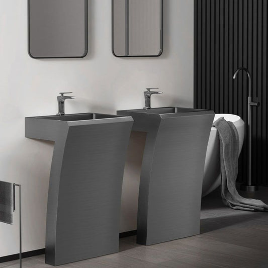 Contemporary Bathroom Sink with Pop-Up Drain Rectangular Metal Pedestal Sink Clearhalo 'Bathroom Remodel & Bathroom Fixtures' 'Bathroom Sinks & Faucet Components' 'Bathroom Sinks' 'bathroom_sink' 'Home Improvement' 'home_improvement' 'home_improvement_bathroom_sink' 1200x1200_76c95fda-5545-457c-9376-3a7cc76e1ad5
