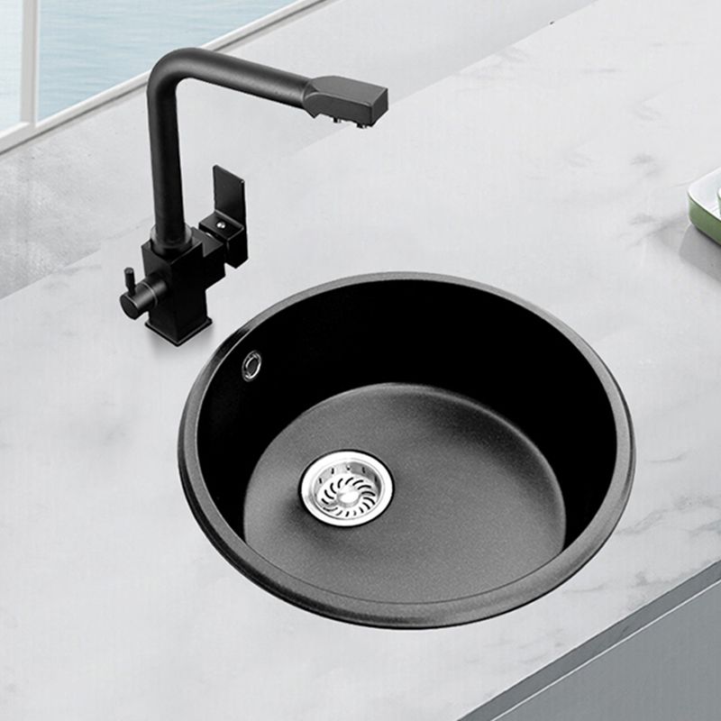 Round Single Bowl Kitchen Sink Granite Sink with Drain Strainer Kit Clearhalo 'Home Improvement' 'home_improvement' 'home_improvement_kitchen_sinks' 'Kitchen Remodel & Kitchen Fixtures' 'Kitchen Sinks & Faucet Components' 'Kitchen Sinks' 'kitchen_sinks' 1200x1200_76cfdb62-fa15-4a32-afc2-d20a990373b5
