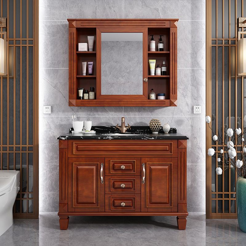 Traditional Wooden Sink Vanity Mirror Cabinet Vanity Cabinet with Storage Shelving Clearhalo 'Bathroom Remodel & Bathroom Fixtures' 'Bathroom Vanities' 'bathroom_vanities' 'Home Improvement' 'home_improvement' 'home_improvement_bathroom_vanities' 1200x1200_76f54651-fae1-4716-b3d0-0542921a74a8