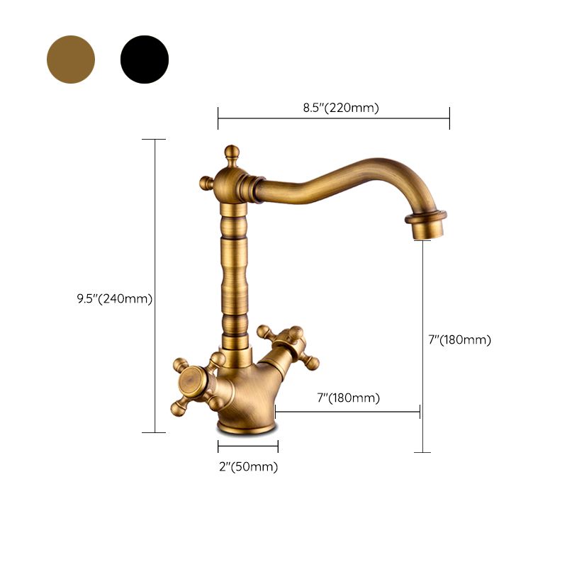 Glam Basin Lavatory Faucet Brass 2 Cross Handles with Water Hose Bathroom Faucet Clearhalo 'Bathroom Remodel & Bathroom Fixtures' 'Bathroom Sink Faucets' 'Bathroom Sinks & Faucet Components' 'bathroom_sink_faucets' 'Home Improvement' 'home_improvement' 'home_improvement_bathroom_sink_faucets' 1200x1200_76f5903c-7dbb-4b81-b8a8-f405e91adfc9