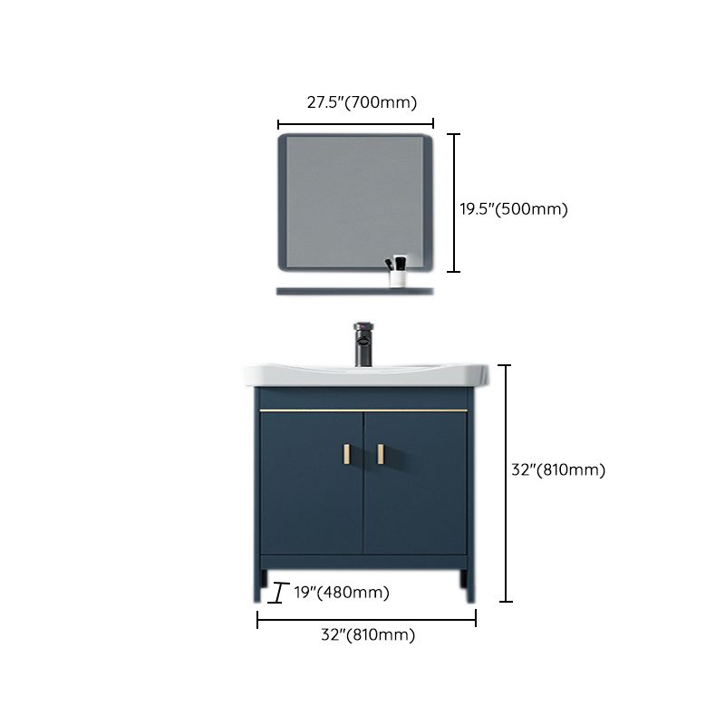 Blue Bath Vanity Hardware Glam Metal Freestanding Bathroom Vanity Set with Mirror Clearhalo 'Bathroom Remodel & Bathroom Fixtures' 'Bathroom Vanities' 'bathroom_vanities' 'Home Improvement' 'home_improvement' 'home_improvement_bathroom_vanities' 1200x1200_7700eaa6-695f-4ee3-a549-defef954517e