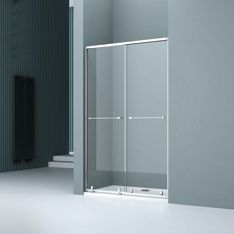 Semi Frameless Double Sliding Shower Door Tempered Glass Shower Door Clearhalo 'Bathroom Remodel & Bathroom Fixtures' 'Home Improvement' 'home_improvement' 'home_improvement_shower_tub_doors' 'Shower and Tub Doors' 'shower_tub_doors' 'Showers & Bathtubs' 1200x1200_77150630-68d6-44bb-94a7-ebf5f99076a0