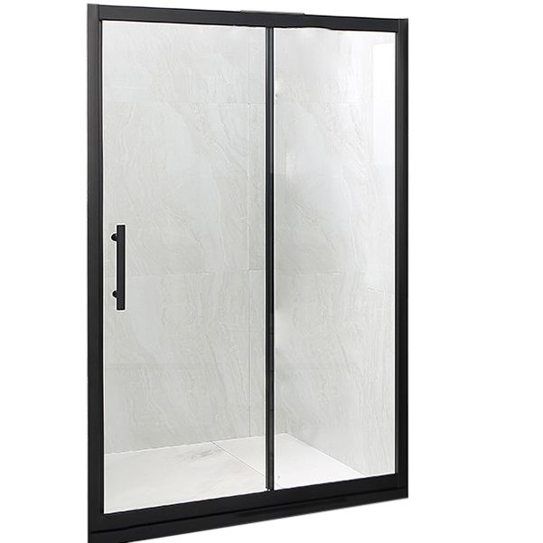 Modern Black Frame Shower Bath Door Transparent Single Sliding Shower Door Clearhalo 'Bathroom Remodel & Bathroom Fixtures' 'Home Improvement' 'home_improvement' 'home_improvement_shower_tub_doors' 'Shower and Tub Doors' 'shower_tub_doors' 'Showers & Bathtubs' 1200x1200_77189387-0d4b-47c2-9391-a26fb170b2c1