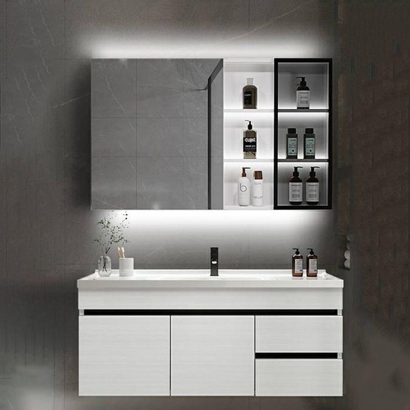 Popular Bathroom Sink Vanity Wall-Mounted 4 Doors Open Shelf Clearhalo 'Bathroom Remodel & Bathroom Fixtures' 'Bathroom Vanities' 'bathroom_vanities' 'Home Improvement' 'home_improvement' 'home_improvement_bathroom_vanities' 1200x1200_7718fd8d-0122-433e-b22e-39a570428c66