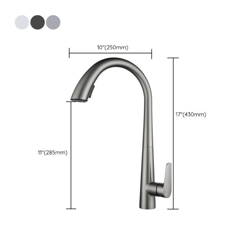 Contemporary Pull Down Kitchen Standard Faucet Single Handle Faucet with Pull Out Sprayer Clearhalo 'Home Improvement' 'home_improvement' 'home_improvement_kitchen_faucets' 'Kitchen Faucets' 'Kitchen Remodel & Kitchen Fixtures' 'Kitchen Sinks & Faucet Components' 'kitchen_faucets' 1200x1200_772a4679-6636-461c-82a7-cbf51c43089b