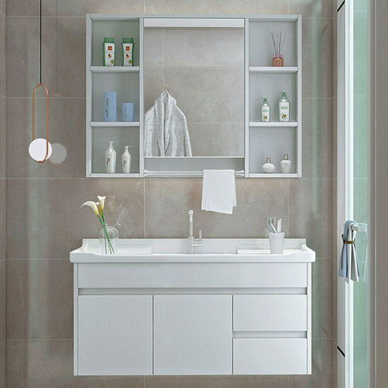 Modern Wall Mount Sink Vanity with Mirror Single Sink for Bathroom ...