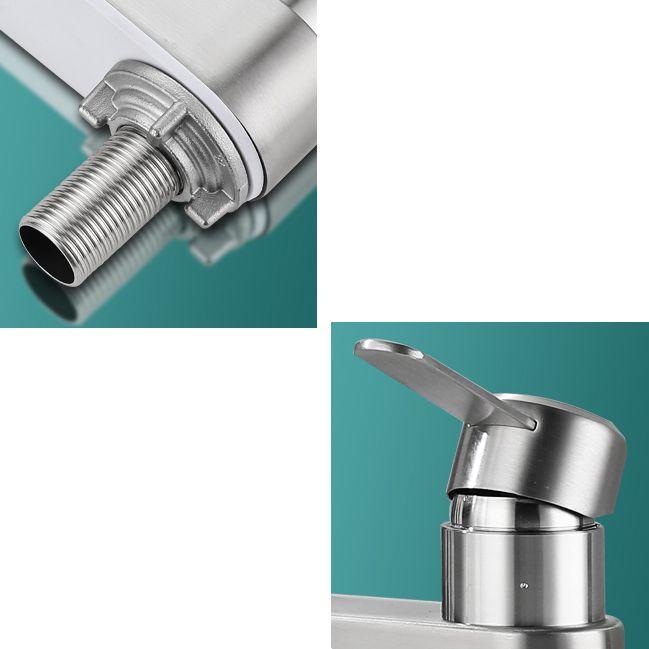 2 Holes Sink Faucet Swivel Stainless Steel Single Lever Handle Centerset Faucet Clearhalo 'Bathroom Remodel & Bathroom Fixtures' 'Bathroom Sink Faucets' 'Bathroom Sinks & Faucet Components' 'bathroom_sink_faucets' 'Home Improvement' 'home_improvement' 'home_improvement_bathroom_sink_faucets' 1200x1200_778ff14d-1d50-4da3-9bee-554c59ebd6d2