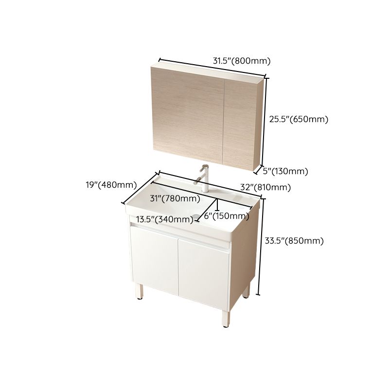 Wooden Sink Vanity Modern White Single-Sink Rectangular Vanity Set Clearhalo 'Bathroom Remodel & Bathroom Fixtures' 'Bathroom Vanities' 'bathroom_vanities' 'Home Improvement' 'home_improvement' 'home_improvement_bathroom_vanities' 1200x1200_77c3005f-41a0-4bc9-b7f4-fda09e6c012a