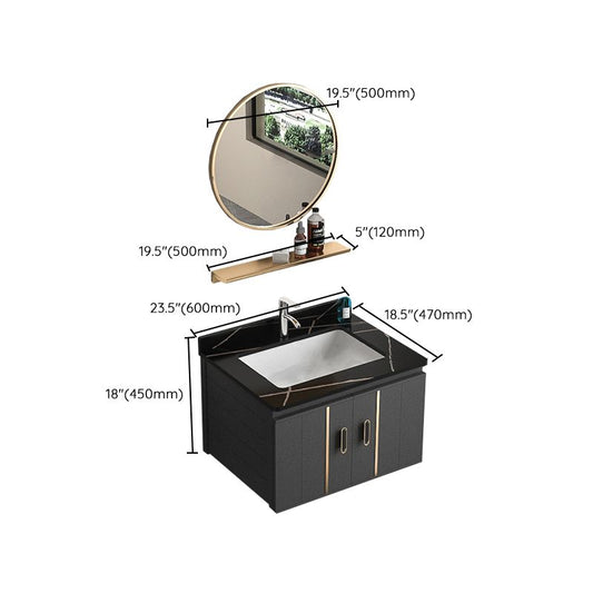 Rectangular Bathroom Vanity Modern Black Single-Sink Wall Mount Vanity Set Clearhalo 'Bathroom Remodel & Bathroom Fixtures' 'Bathroom Vanities' 'bathroom_vanities' 'Home Improvement' 'home_improvement' 'home_improvement_bathroom_vanities' 1200x1200_77d6ce1b-0e7e-4d48-a76e-e3c7ada5cb95