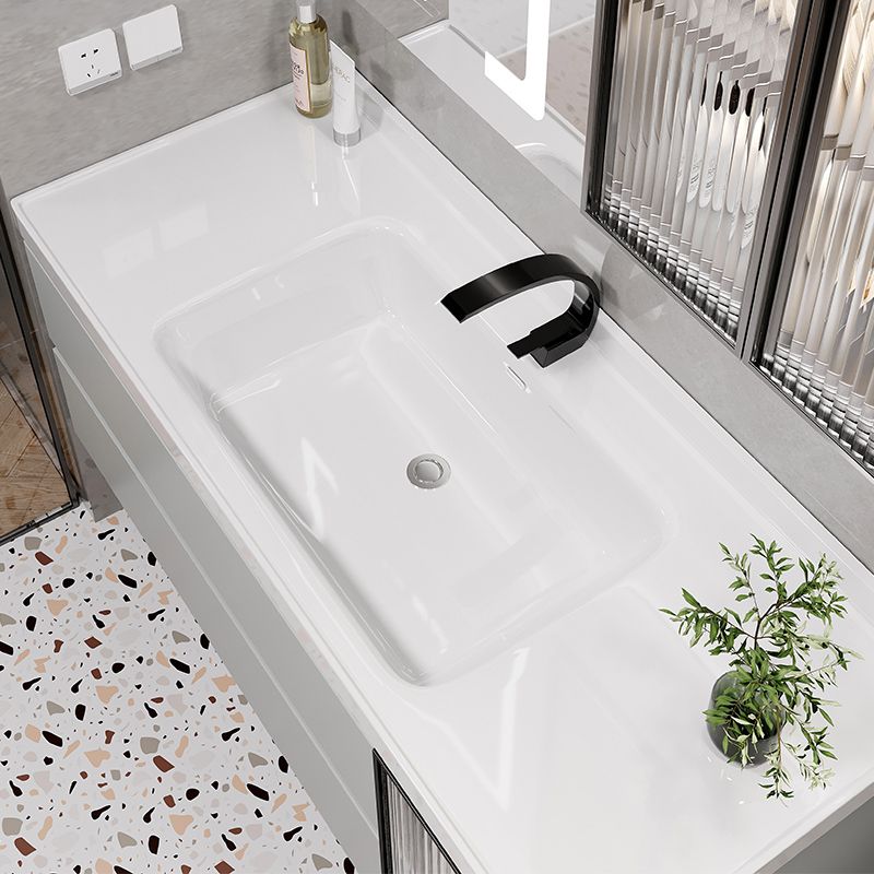 Rectangular Bathroom Vanity Single Sink Wall Mount Mirror Glam Vanity with Drawers Clearhalo 'Bathroom Remodel & Bathroom Fixtures' 'Bathroom Vanities' 'bathroom_vanities' 'Home Improvement' 'home_improvement' 'home_improvement_bathroom_vanities' 1200x1200_77ed6b09-9f6d-4e4a-9600-0ea39d1077d9