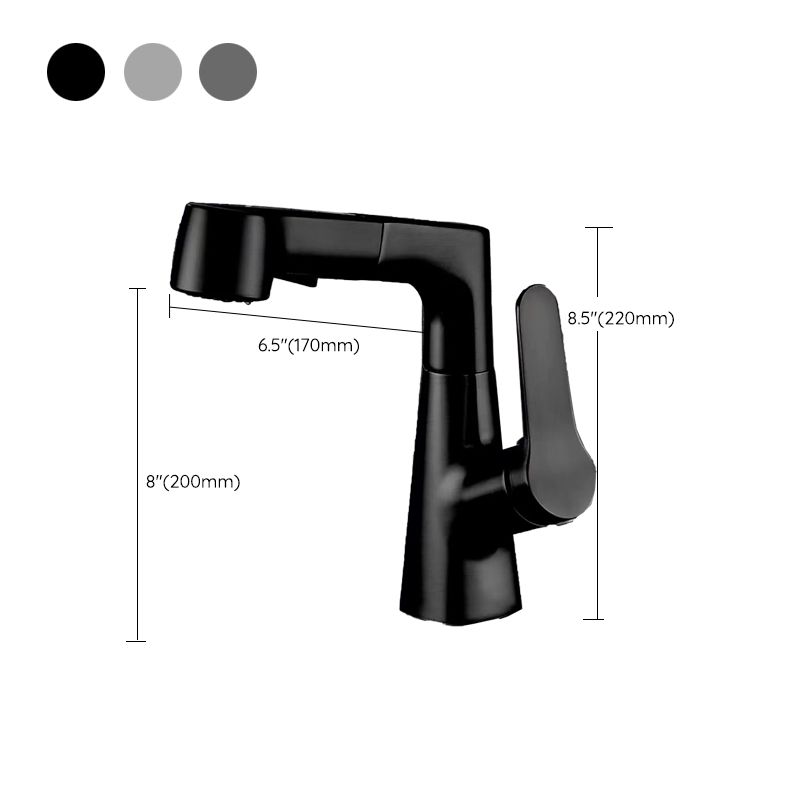Modern Vessel Sink Faucet Lever Handle with Pull Down Sprayer Clearhalo 'Bathroom Remodel & Bathroom Fixtures' 'Bathroom Sink Faucets' 'Bathroom Sinks & Faucet Components' 'bathroom_sink_faucets' 'Home Improvement' 'home_improvement' 'home_improvement_bathroom_sink_faucets' 1200x1200_783206da-1ff0-43c9-b8d5-db56684496f1