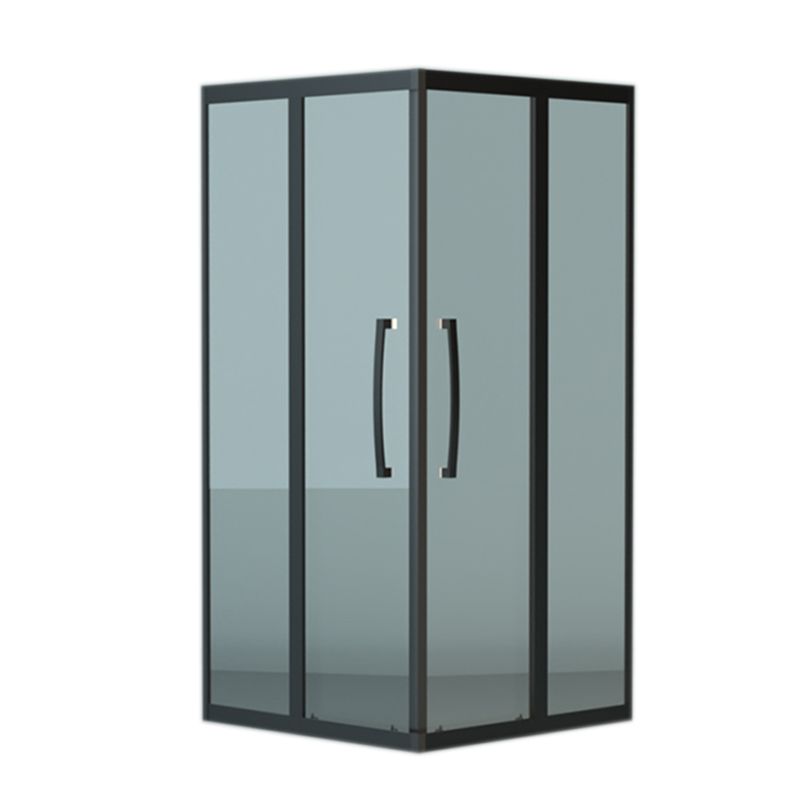 Square Black Framed Shower Enclosure Tempered Glass Shower Kit with Double Door Handles Clearhalo 'Bathroom Remodel & Bathroom Fixtures' 'Home Improvement' 'home_improvement' 'home_improvement_shower_stalls_enclosures' 'Shower Stalls & Enclosures' 'shower_stalls_enclosures' 'Showers & Bathtubs' 1200x1200_783beb38-da5e-4358-a1b7-f66906aa860e