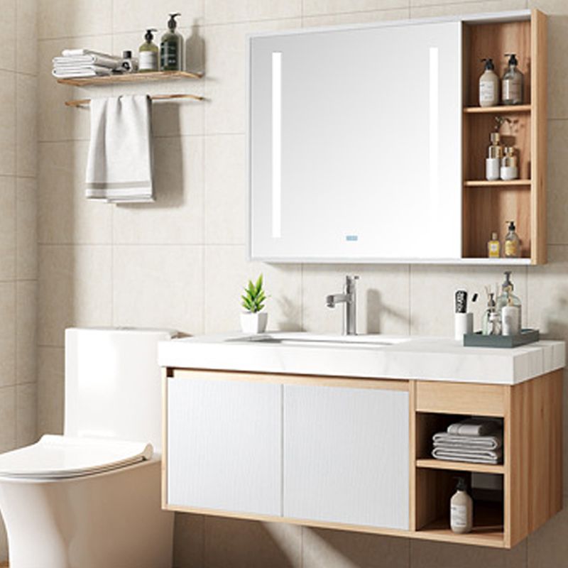 Contemporary Sink Cabinet Mirror Cabinet Bathroom Space Saver Vanity Clearhalo 'Bathroom Remodel & Bathroom Fixtures' 'Bathroom Vanities' 'bathroom_vanities' 'Home Improvement' 'home_improvement' 'home_improvement_bathroom_vanities' 1200x1200_784124c3-e4cb-4bcf-bd51-1eed90b7e6a9