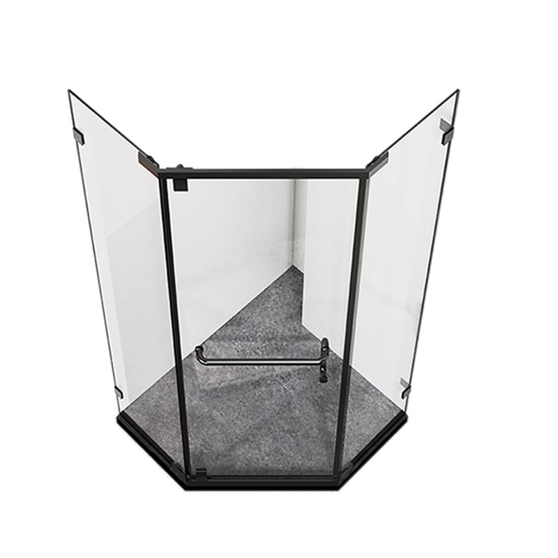 Neo-Angle Tempered Glass Shower Enclosure Black Framed Shower Kit Clearhalo 'Bathroom Remodel & Bathroom Fixtures' 'Home Improvement' 'home_improvement' 'home_improvement_shower_stalls_enclosures' 'Shower Stalls & Enclosures' 'shower_stalls_enclosures' 'Showers & Bathtubs' 1200x1200_784d0580-f304-44b3-8ad2-4fa1f95ce976