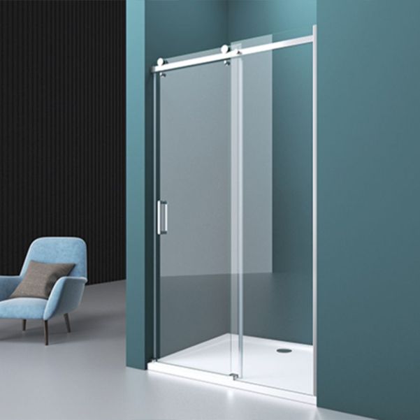 Semi Frameless Tempered Glass Shower Door Single Sliding Shower Door Clearhalo 'Bathroom Remodel & Bathroom Fixtures' 'Home Improvement' 'home_improvement' 'home_improvement_shower_tub_doors' 'Shower and Tub Doors' 'shower_tub_doors' 'Showers & Bathtubs' 1200x1200_785d186a-323a-4d74-8e81-882f6e28770f