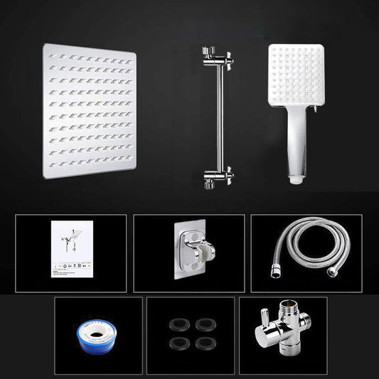 Contemporary Shower Head Combo Polished Stainless Steel Wall-Mount Shower Head Clearhalo 'Bathroom Remodel & Bathroom Fixtures' 'Home Improvement' 'home_improvement' 'home_improvement_shower_heads' 'Shower Heads' 'shower_heads' 'Showers & Bathtubs Plumbing' 'Showers & Bathtubs' 1200x1200_786ce2b2-dfa3-4073-ba87-bbc26541a69b