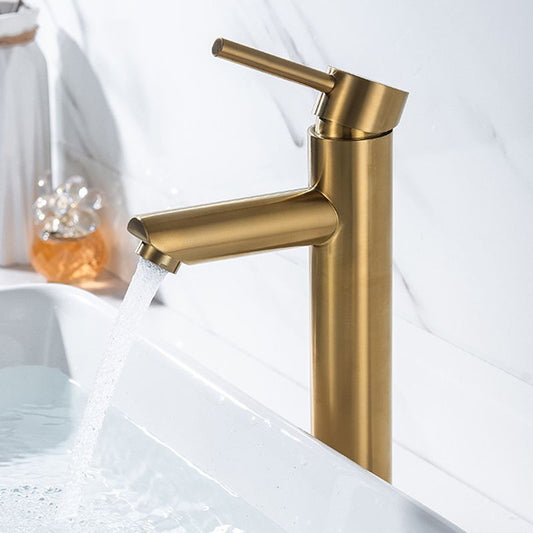 1-Handle Gold Nickel Widespread Faucet Single Hole Lever Vessel Sink Faucet with Drain Clearhalo 'Bathroom Remodel & Bathroom Fixtures' 'Bathroom Sink Faucets' 'Bathroom Sinks & Faucet Components' 'bathroom_sink_faucets' 'Home Improvement' 'home_improvement' 'home_improvement_bathroom_sink_faucets' 1200x1200_788f051b-770e-4a5b-9251-bfe58c29b538