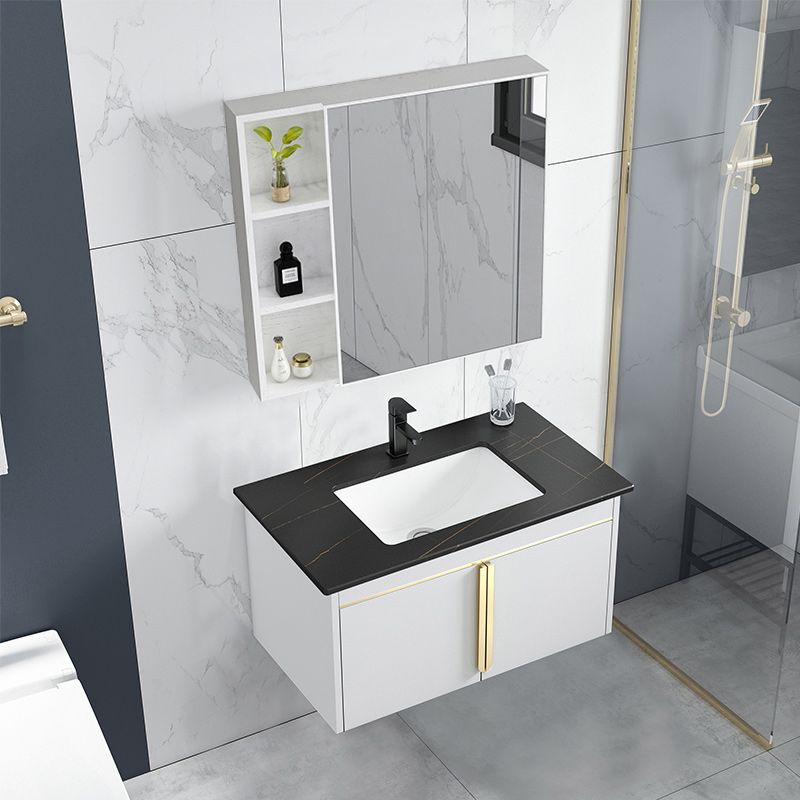 Rectangular Contemporary Bathroom Vanity Set Stainless Steel Sink Cabinet Clearhalo 'Bathroom Remodel & Bathroom Fixtures' 'Bathroom Vanities' 'bathroom_vanities' 'Home Improvement' 'home_improvement' 'home_improvement_bathroom_vanities' 1200x1200_789067fc-ee2d-4a7a-bab3-7d832e631427