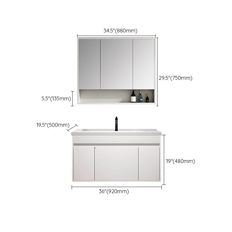 Rectangle Bathroom Vanity Wall-Mounted Mirror Wood Frame Modern Vanity with Doors Clearhalo 'Bathroom Remodel & Bathroom Fixtures' 'Bathroom Vanities' 'bathroom_vanities' 'Home Improvement' 'home_improvement' 'home_improvement_bathroom_vanities' 1200x1200_7897145b-144c-4e2e-a6ff-9fb240db0bb4