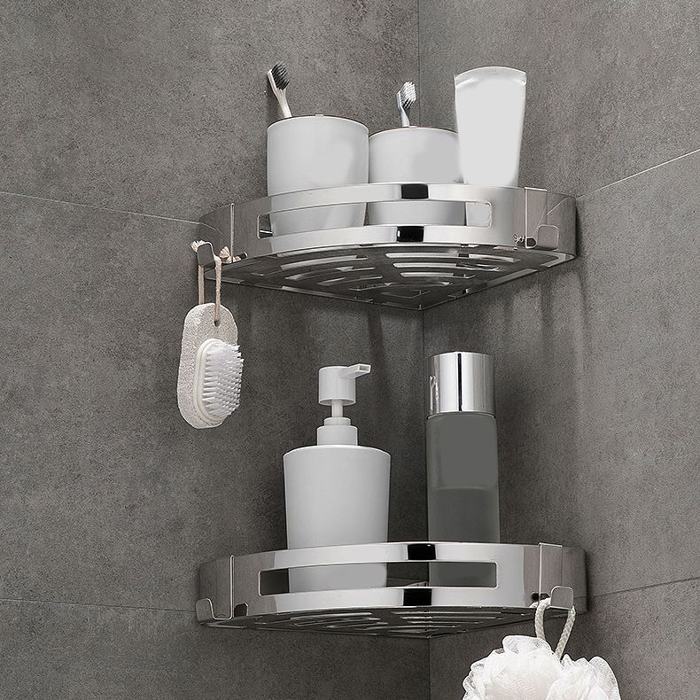 Contemporary 2/3-Piece Bathroom Accessory Set Geometric Bath Shelf in Stainless Steel Clearhalo 'Bathroom Hardware Sets' 'Bathroom Hardware' 'Bathroom Remodel & Bathroom Fixtures' 'bathroom_hardware_sets' 'Home Improvement' 'home_improvement' 'home_improvement_bathroom_hardware_sets' 1200x1200_78a5b194-59f8-4591-899a-4c8921f8d47d