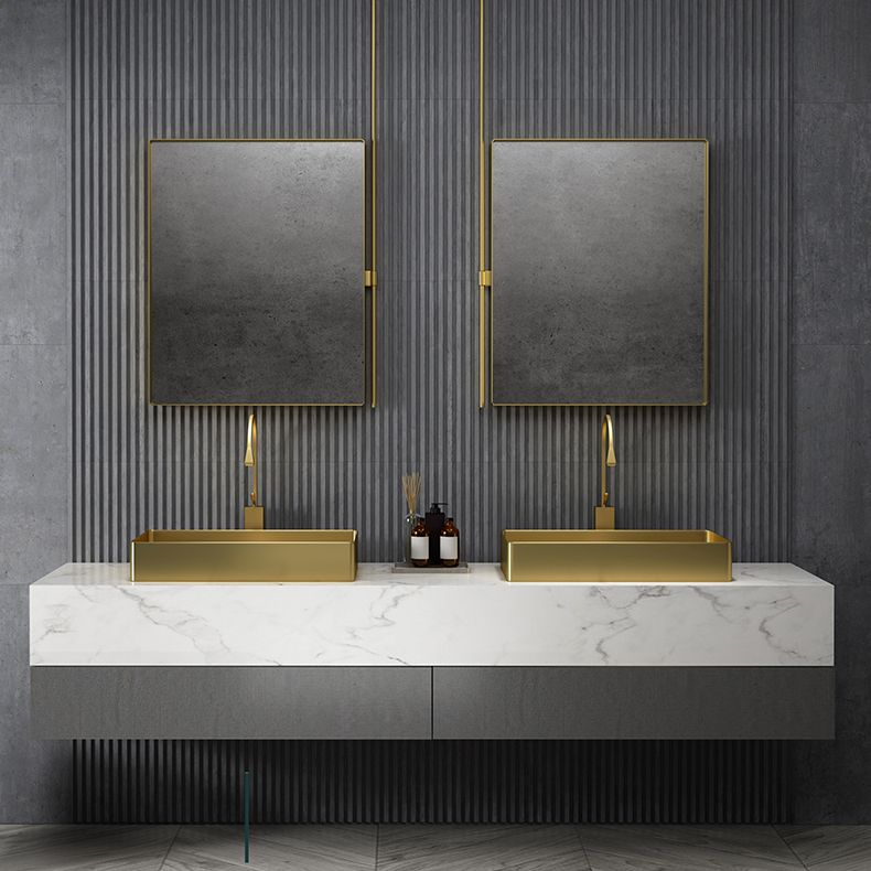 Modern Bathroom Sink Metal Rectangular Vessel Bathroom Sink with Pop-Up Drain Clearhalo 'Bathroom Remodel & Bathroom Fixtures' 'Bathroom Sinks & Faucet Components' 'Bathroom Sinks' 'bathroom_sink' 'Home Improvement' 'home_improvement' 'home_improvement_bathroom_sink' 1200x1200_78c5e68e-91dc-4e80-b264-adf687a9b2c8