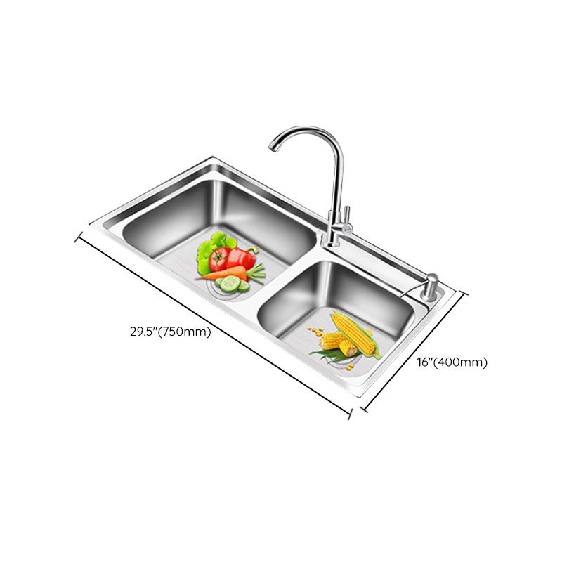 Modern Style Kitchen Sink Stainless Steel 2 Holes Drop-In Kitchen Sink Clearhalo 'Home Improvement' 'home_improvement' 'home_improvement_kitchen_sinks' 'Kitchen Remodel & Kitchen Fixtures' 'Kitchen Sinks & Faucet Components' 'Kitchen Sinks' 'kitchen_sinks' 1200x1200_78d24f97-3300-45aa-bb11-3abc97fe2339