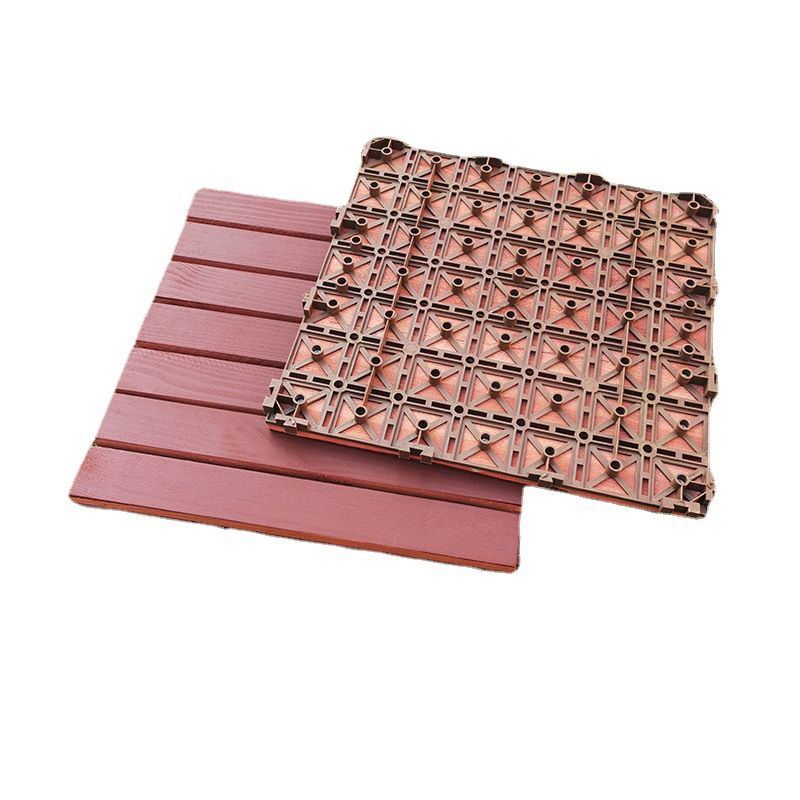 Red 6-Slat Square Wood Patio Tiles Snap Fit Installation Floor Board Tiles Clearhalo 'Home Improvement' 'home_improvement' 'home_improvement_outdoor_deck_tiles_planks' 'Outdoor Deck Tiles & Planks' 'Outdoor Flooring & Tile' 'Outdoor Remodel' 'outdoor_deck_tiles_planks' 1200x1200_78e8afc1-0d4e-4a46-8715-b9346ae7cdaa