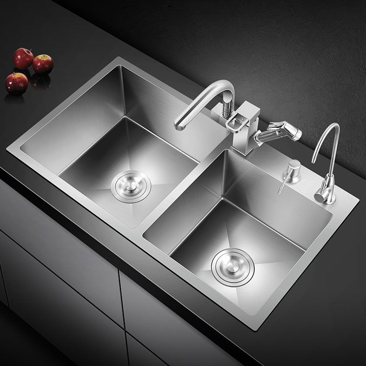 3 Holes Kitchen Sink Rectangle Stainless Steel Sink With Strainer Clearhalo 'Home Improvement' 'home_improvement' 'home_improvement_kitchen_sinks' 'Kitchen Remodel & Kitchen Fixtures' 'Kitchen Sinks & Faucet Components' 'Kitchen Sinks' 'kitchen_sinks' 1200x1200_790c2ced-af1d-4166-8b4c-108934dcab6a