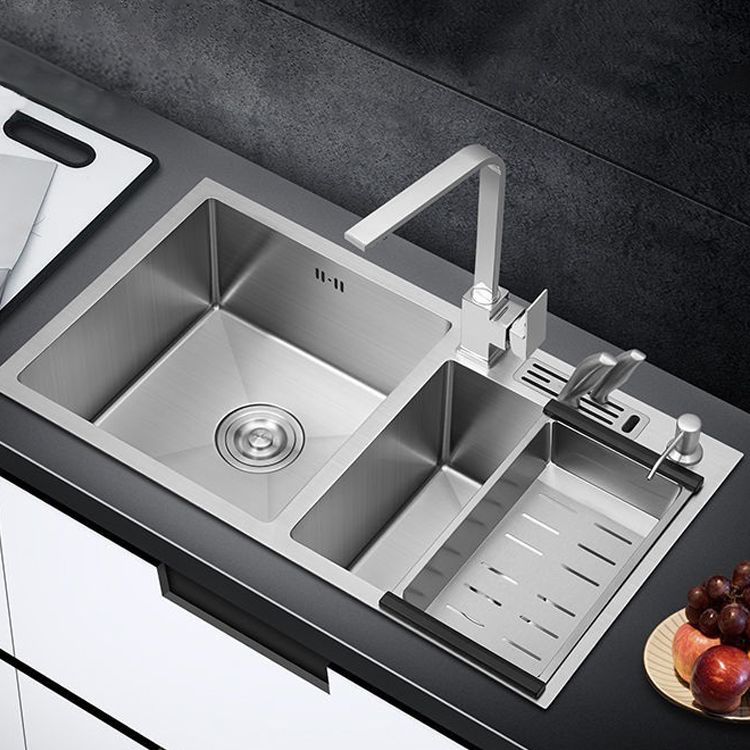 Contemporary Style Kitchen Sink Stainless Steel 2 Holes Kitchen Double Sink Clearhalo 'Home Improvement' 'home_improvement' 'home_improvement_kitchen_sinks' 'Kitchen Remodel & Kitchen Fixtures' 'Kitchen Sinks & Faucet Components' 'Kitchen Sinks' 'kitchen_sinks' 1200x1200_79277169-cda9-49a1-9cc8-441b07276197