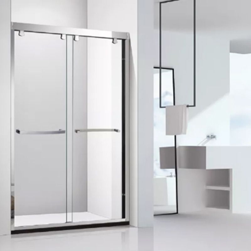 Semi Frameless Dual Move Shower Screen Clear Glass Shower Door Clearhalo 'Bathroom Remodel & Bathroom Fixtures' 'Home Improvement' 'home_improvement' 'home_improvement_shower_tub_doors' 'Shower and Tub Doors' 'shower_tub_doors' 'Showers & Bathtubs' 1200x1200_792a9b04-2cea-4d03-b7d3-7b475c8d0571