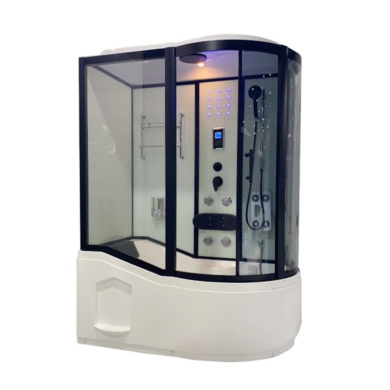 Framed Tub & Shower Kit Single Sliding Rounded Tinted Tub & Shower Kit Clearhalo 'Bathroom Remodel & Bathroom Fixtures' 'Home Improvement' 'home_improvement' 'home_improvement_shower_stalls_enclosures' 'Shower Stalls & Enclosures' 'shower_stalls_enclosures' 'Showers & Bathtubs' 1200x1200_794db48a-e53a-40ab-8d9e-bc39ce72c934