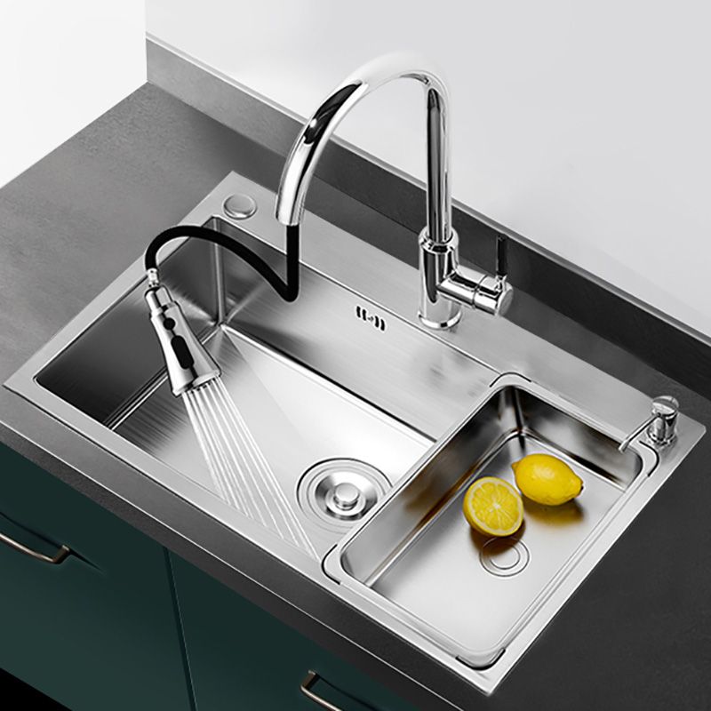 Rectangle Stainless Steel Kitchen Sink Single Bowl Sink with Soap Dispenser Clearhalo 'Home Improvement' 'home_improvement' 'home_improvement_kitchen_sinks' 'Kitchen Remodel & Kitchen Fixtures' 'Kitchen Sinks & Faucet Components' 'Kitchen Sinks' 'kitchen_sinks' 1200x1200_79629fe4-67bb-4b8c-80f5-461a3905245f