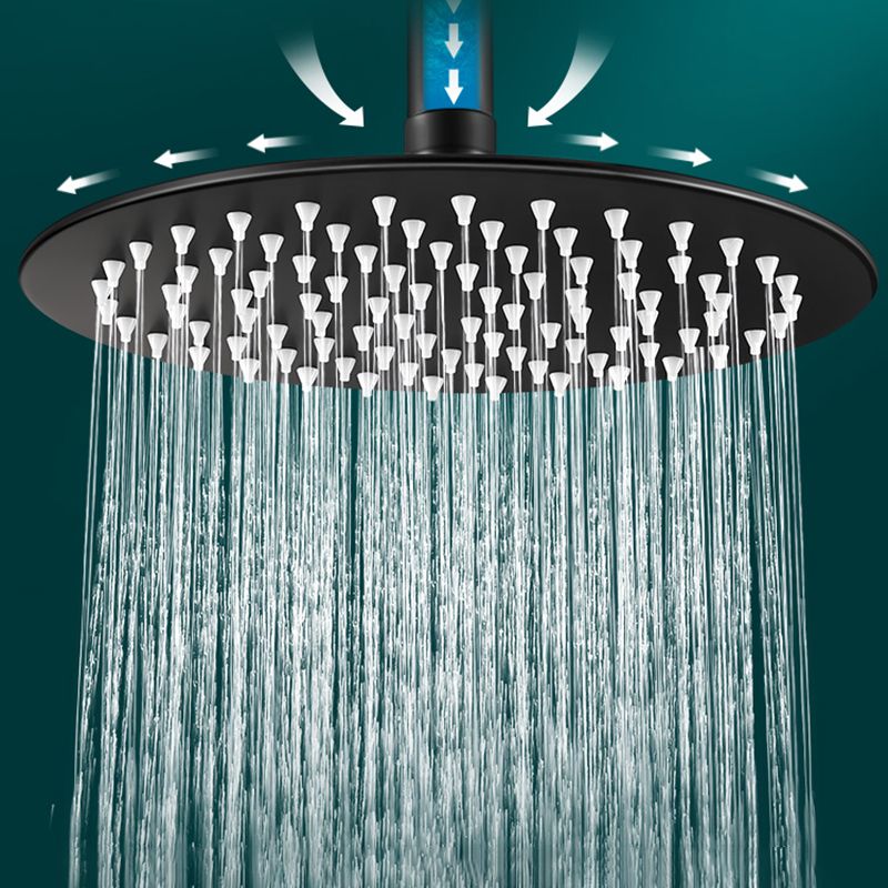 Black Round Fixed Shower Head Modern Style Wall-Mount Showerhead Clearhalo 'Bathroom Remodel & Bathroom Fixtures' 'Home Improvement' 'home_improvement' 'home_improvement_shower_heads' 'Shower Heads' 'shower_heads' 'Showers & Bathtubs Plumbing' 'Showers & Bathtubs' 1200x1200_796e7a05-d5f7-4465-ac91-eedae88e9e7d