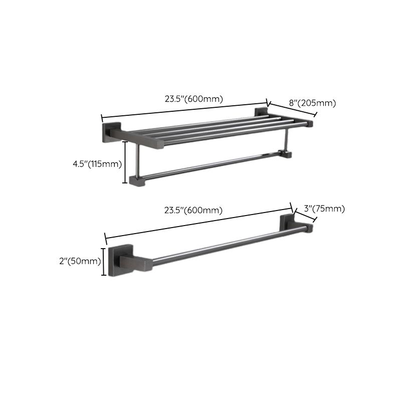 Contemporary Bathroom Accessory As Individual Or As a Set in Grey Metal Clearhalo 'Bathroom Hardware Sets' 'Bathroom Hardware' 'Bathroom Remodel & Bathroom Fixtures' 'bathroom_hardware_sets' 'Home Improvement' 'home_improvement' 'home_improvement_bathroom_hardware_sets' 1200x1200_797f6c8d-b8e7-44da-a97d-89ffc6e214d3