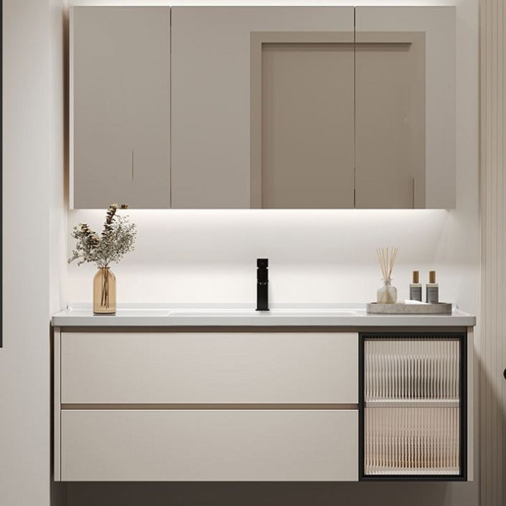 Wall Mount Bathroom Vanity Modern Glass Single-Sink Rectangular Vanity Set Clearhalo 'Bathroom Remodel & Bathroom Fixtures' 'Bathroom Vanities' 'bathroom_vanities' 'Home Improvement' 'home_improvement' 'home_improvement_bathroom_vanities' 1200x1200_79857709-cee5-402f-9029-7dac72e40812