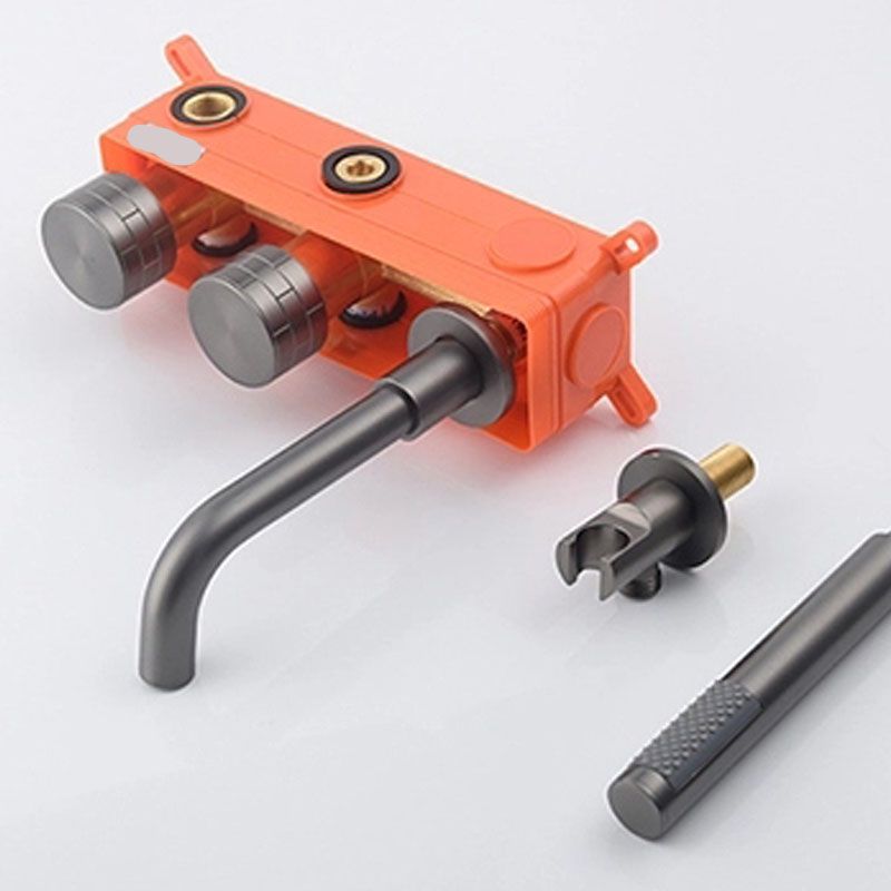 Modern Wall Mounted Faucet Solid Color Bathroom Faucet with Double Handle Clearhalo 'Bathroom Remodel & Bathroom Fixtures' 'Bathtub Faucets' 'bathtub_faucets' 'Home Improvement' 'home_improvement' 'home_improvement_bathtub_faucets' 1200x1200_79a37d0a-0eca-4456-8383-fc348ad24dc6