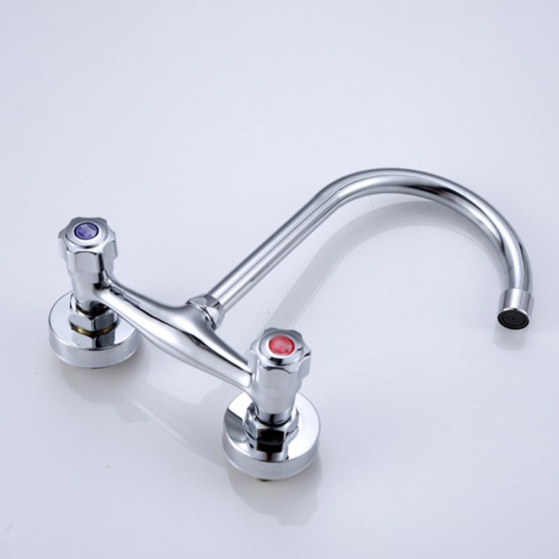 Brass Modern Kitchen Faucet No Sensor 2-Handle Faucet in Nickel Clearhalo 'Home Improvement' 'home_improvement' 'home_improvement_kitchen_faucets' 'Kitchen Faucets' 'Kitchen Remodel & Kitchen Fixtures' 'Kitchen Sinks & Faucet Components' 'kitchen_faucets' 1200x1200_79b4fb6b-3608-41d8-803a-20f975853499