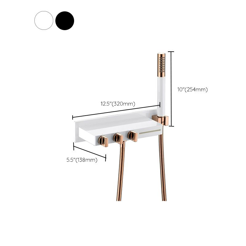Wall Mount Tub Filler Modern Brass Triple Knob Handle Waterfall Tub Filler with Handshower Clearhalo 'Bathroom Remodel & Bathroom Fixtures' 'Bathtub Faucets' 'bathtub_faucets' 'Home Improvement' 'home_improvement' 'home_improvement_bathtub_faucets' 1200x1200_79c48a11-8c04-4cce-9aa3-0908f13b4637
