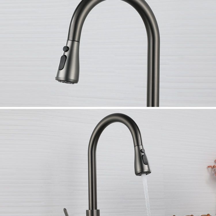 Contemporary Pull Down Single Handle Kitchen Faucet High Arch Water Filler in Gray Clearhalo 'Home Improvement' 'home_improvement' 'home_improvement_kitchen_faucets' 'Kitchen Faucets' 'Kitchen Remodel & Kitchen Fixtures' 'Kitchen Sinks & Faucet Components' 'kitchen_faucets' 1200x1200_79c80ca0-d26a-493a-94c7-5a0a38041a29