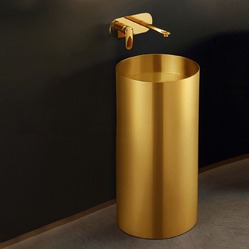 Modern Metal Bathroom Sink Round Bathroom Sink with Basin and Faucet Clearhalo 'Bathroom Remodel & Bathroom Fixtures' 'Bathroom Sinks & Faucet Components' 'Bathroom Sinks' 'bathroom_sink' 'Home Improvement' 'home_improvement' 'home_improvement_bathroom_sink' 1200x1200_79d2e6e1-f935-4a5b-979b-04726fe981c4