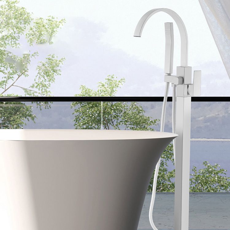 Modern Bathroom Faucet Pure Color High Arc Freestanding Tub Faucet Clearhalo 'Bathroom Remodel & Bathroom Fixtures' 'Bathtub Faucets' 'bathtub_faucets' 'Home Improvement' 'home_improvement' 'home_improvement_bathtub_faucets' 1200x1200_79ea401c-c17f-4f83-a6f7-68149a58a525